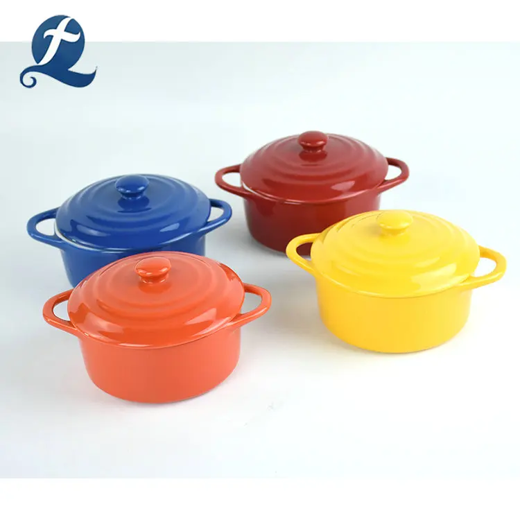 2018 Wholesale Custom Ceramic Cookware Casserole Pot With Lid