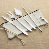 

New arrival travel cutlery set stainless steel flatware knife fork spoon set for traveling camping promotion gift