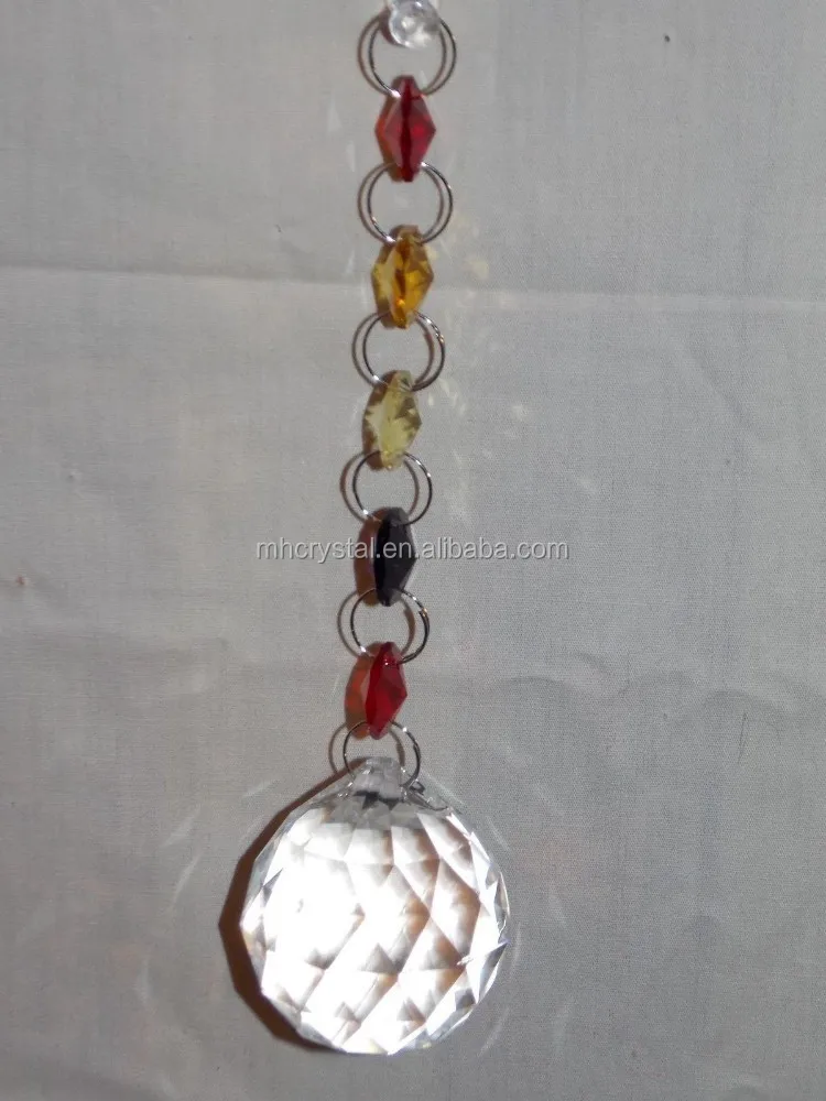 longsheng Handmade Red Crystal Prism Ball Rainbow Maker Hanging Suncatcher Home Wedding Decor Gift