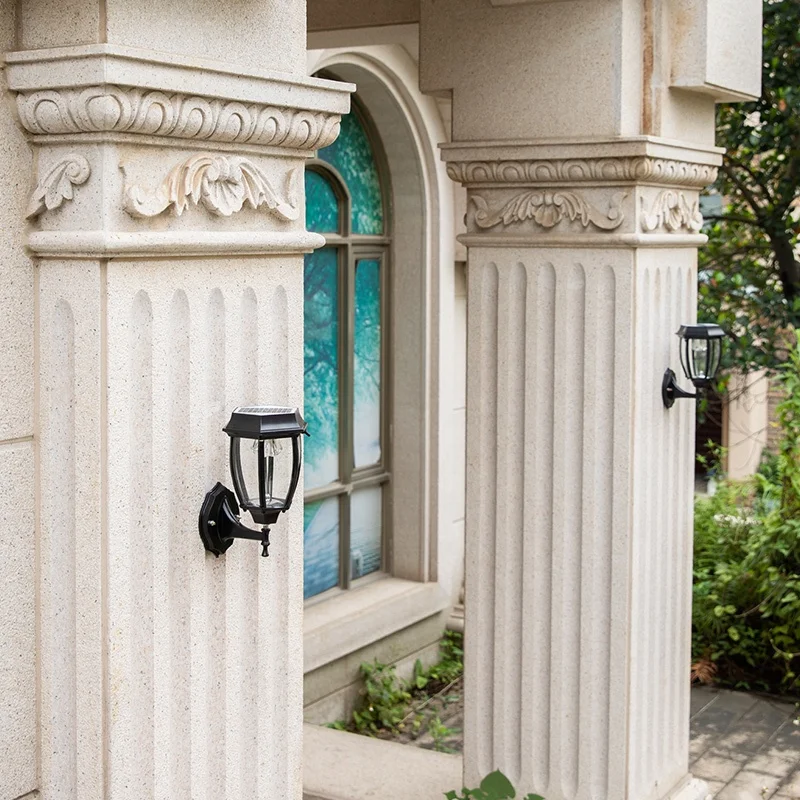 Retro Garden Aluminum Outdoor Led Solar Powered Wall Lamp