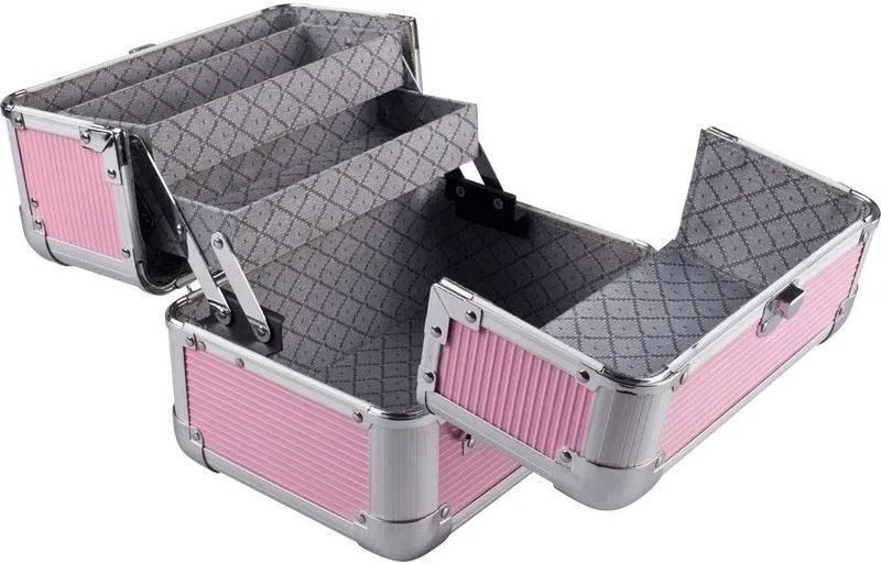 medium pink aluminium vanity case