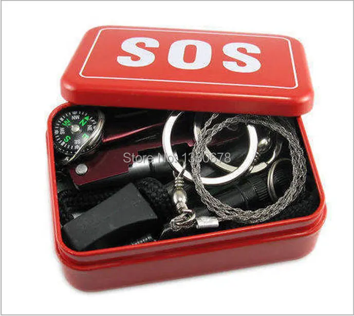 SOS Survival Emergency Gear Self Help Outdoor Camping Travel Hiking Tool Box Kit
