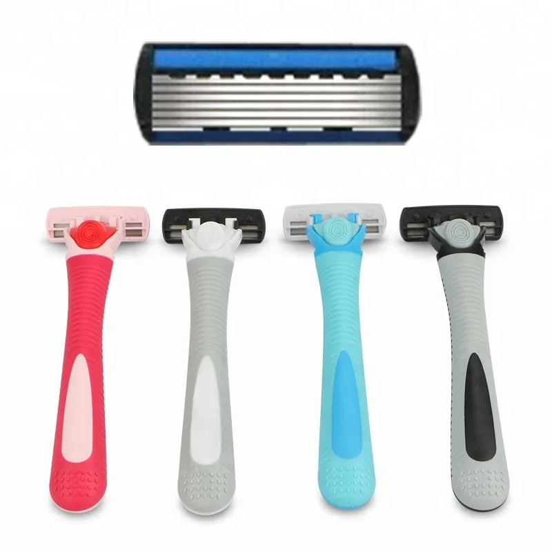 

cheap customized logo women men 6 blades shaving razor with refills cartridges replacement blade
