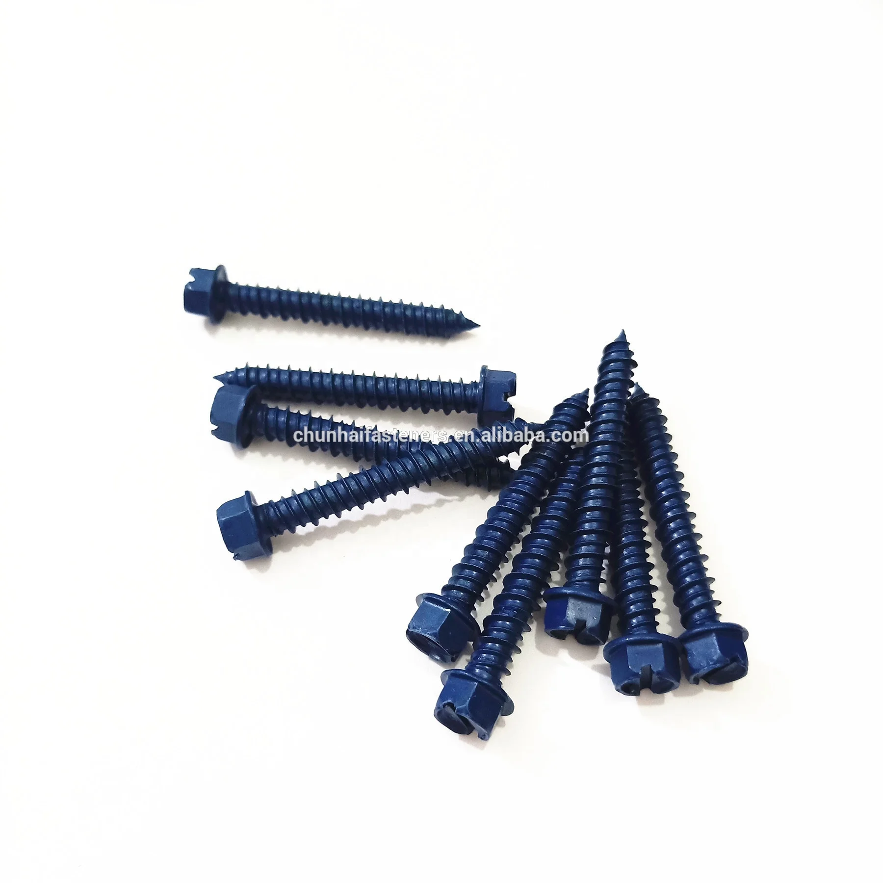 
farmer head hex slotted self tapping screws blue ruspert 1000hrs china screws factory with EPDM washers 