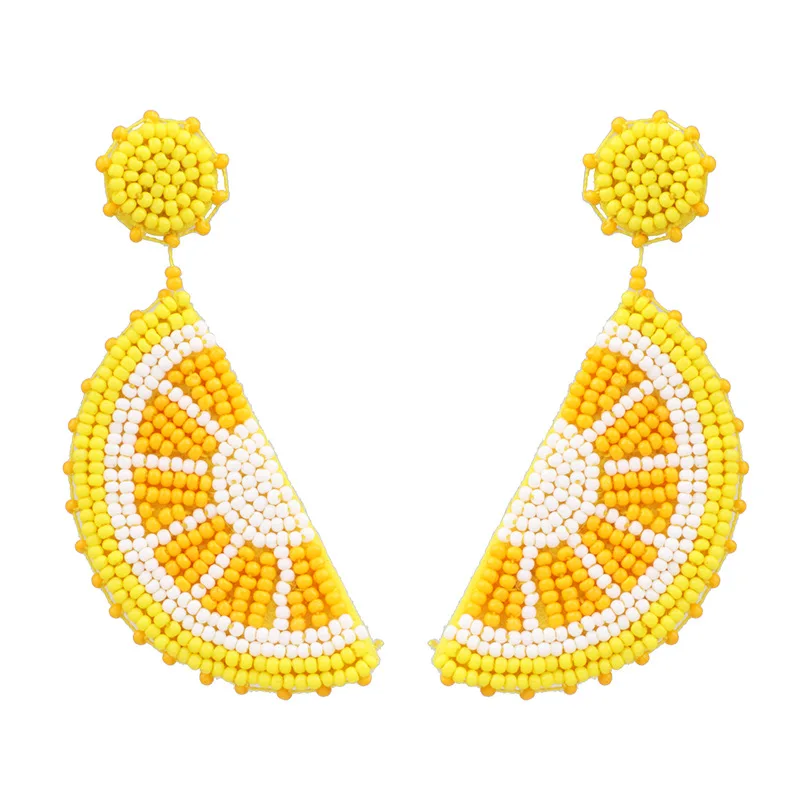 

Fresh European and American style fashion seed bead handmade earrings fruit orange earrings for women, As show