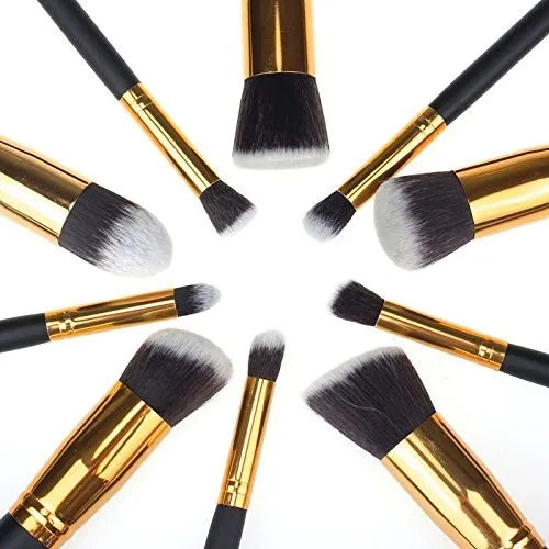 

Face brushes makeup 10 pcs mini makeup brush set professional, Gold &black