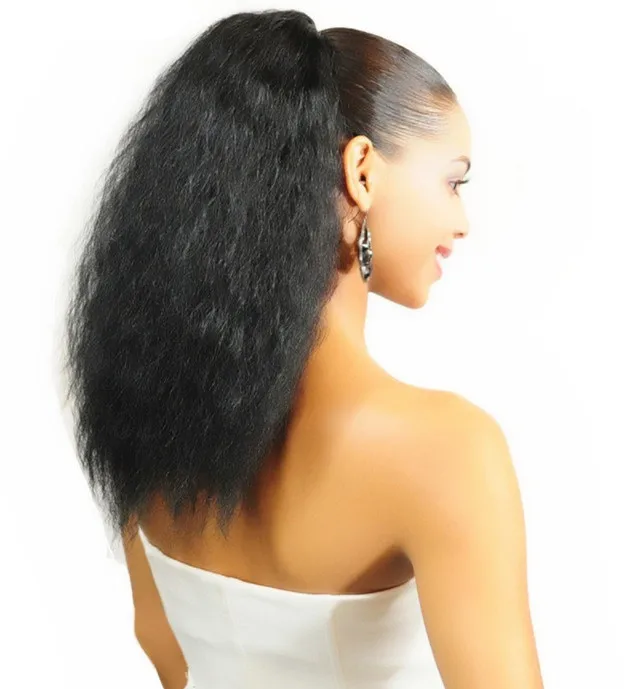 

Professional Excellent Quality Brazilian Curly Afro Kinky Straight Hair Drawstring Ponytail For Black Women