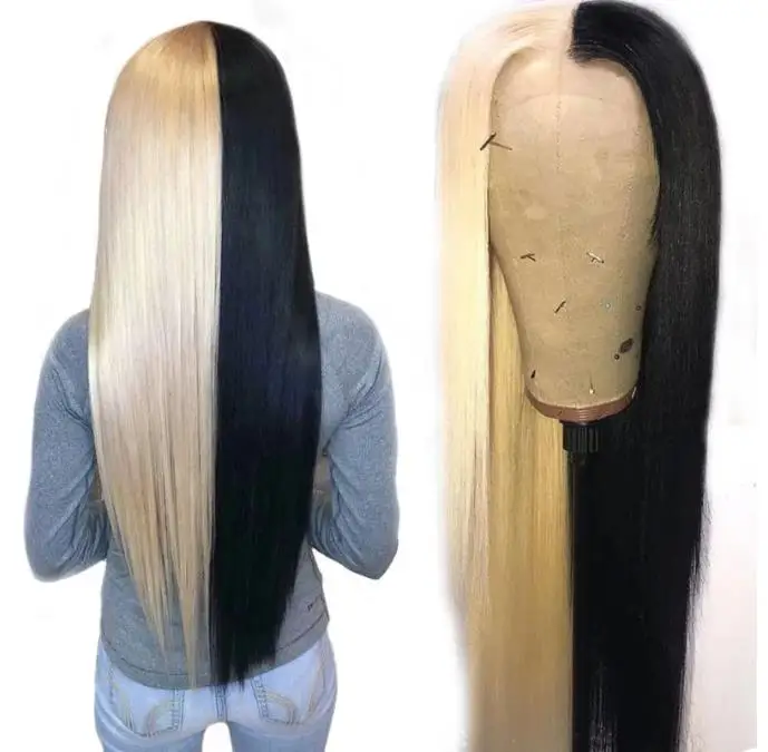 exy New Design Half Blonde 613 Half Back Hand Made Human Hair Front Lace Wig  Baby Hair 150% Density  Lace Front Wig For Women 