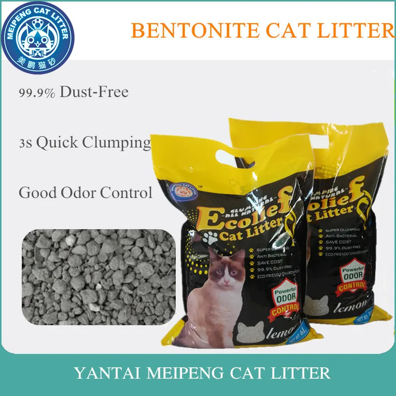 

pet products mineral clay cat sand 100% sodium bentonite scented lemon, Blue gray
