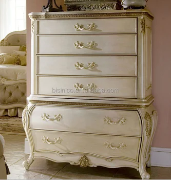French Style Solid Wood Antique Finishing White Color Living Room French Style Solid Wood Antique Finishing White Color Living Room Furniture Six Drawers Side Cabinet