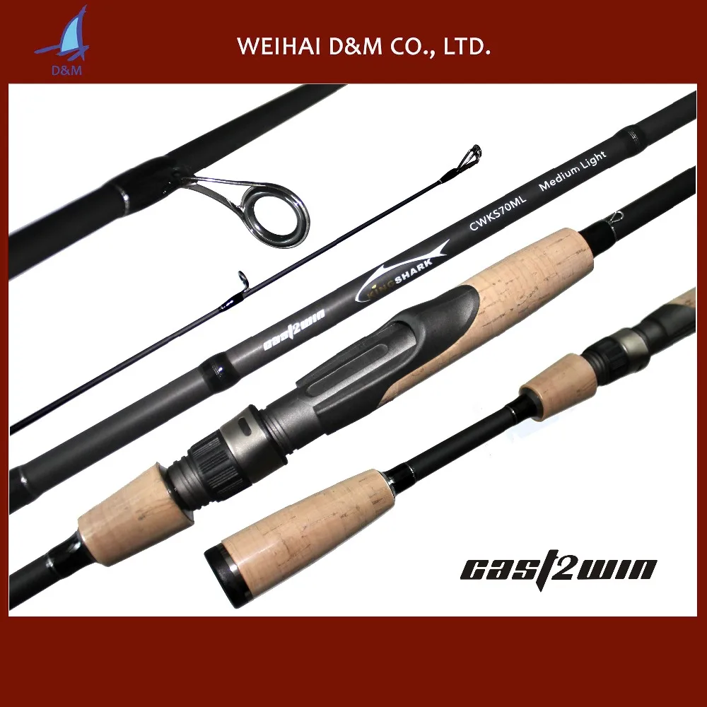 

CAST2WIN medium light action carbon fiber spinning fishing rod, Matte black
