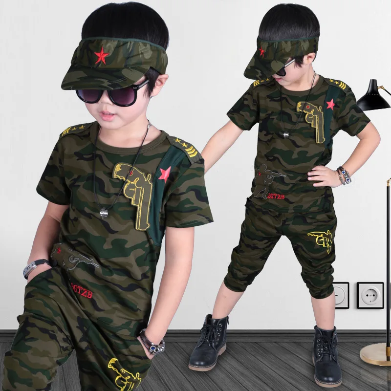 

High Quality Fashion Summer Cotton Kids Clothes Children Leisure Suit, As picture