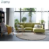 Guangdong manufacturer direct sales green linen european l shape new model wooden corner sofa