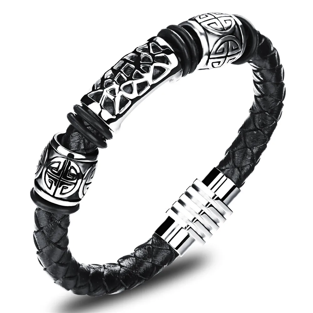

Fashion Jewelry Leather Bracelet Men Casual personality Woven Beaded Bracelet Vintage Punk Bracelet, N/a