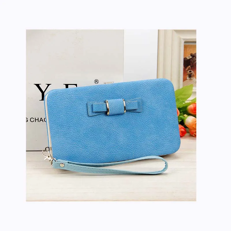 

Fashion Bow Women Mobile Phone Purse Long Fashion Handbag Leather Walle Case Card Bag, Display