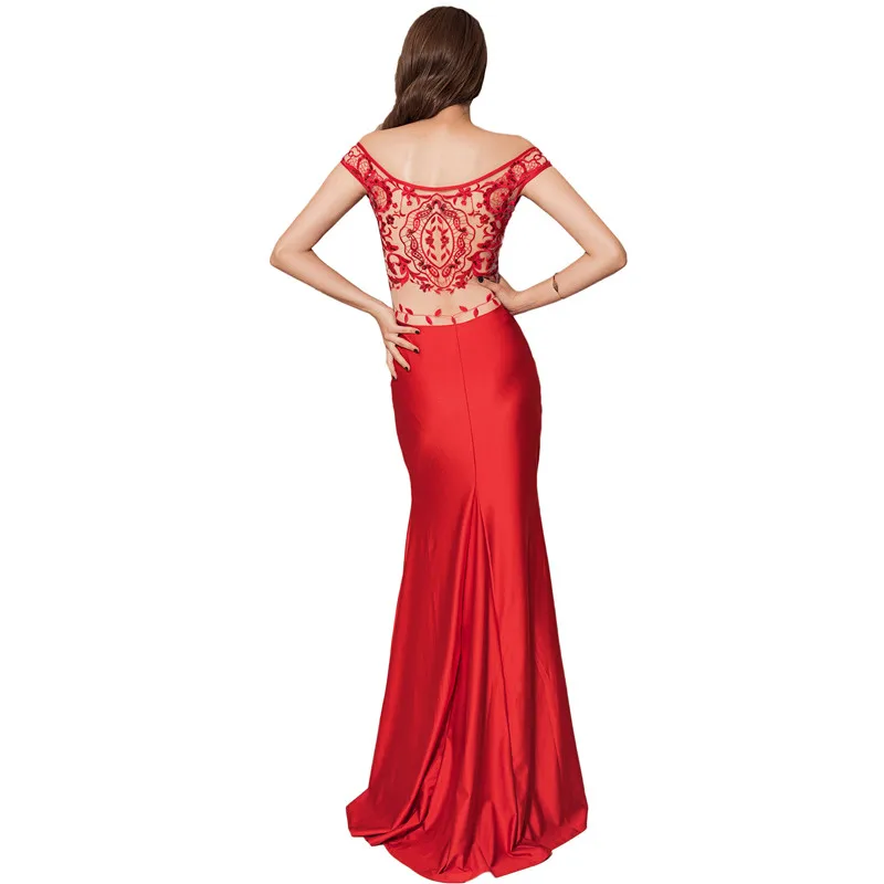 

Gorgeous Off Shoulder Embroidery Red Ladies Sexy Ball Gown, Red;blue