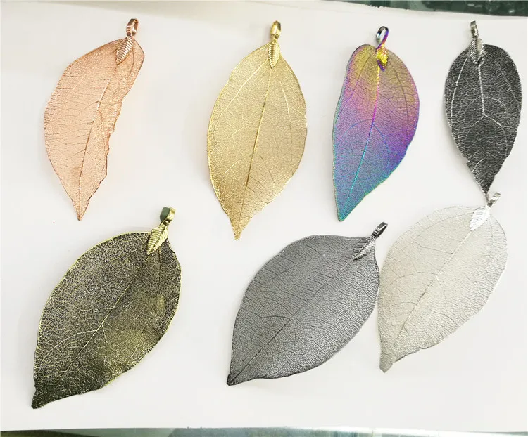 Rose Gold Plated Real Leaf Charm Pendant For Diy Jewelry Making Buy