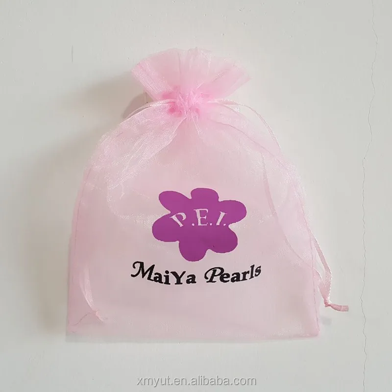Cheap High Quality Custom Printed Organza Bags Jewelry Gift Cosmetic Packaging Bag with logo Ribbon