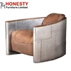 HC013B Antique Design Loft Style Furniture Vintage Leather Spitfire Retro Metal Aluminium Aviator Tomcat Sofa Chair