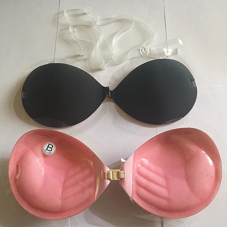 

Womens Reusable Invisible Magic Strapless Self Adhesive Push-up 2 Colors in 1 Bra with Adjustable Clear Straps, N/a