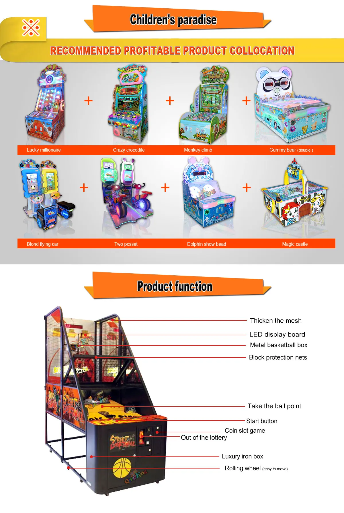 indoor coin operated games arcade crazy hoop street basketball game machine new basketball game machine