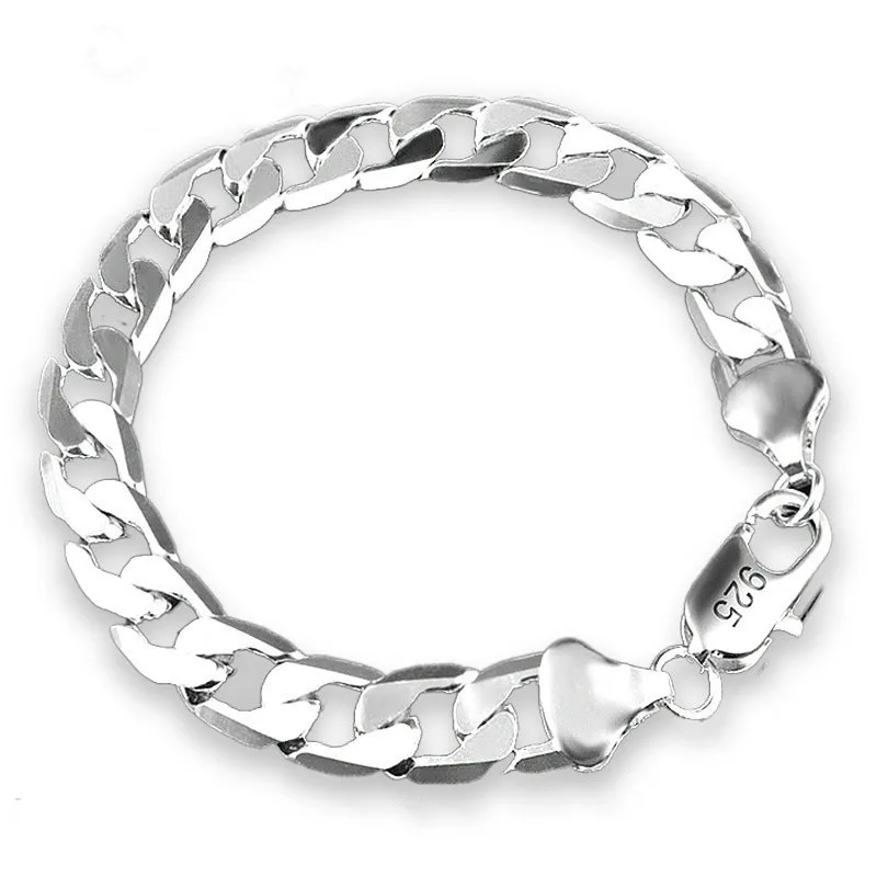 

925 silver plated chunky chain bracelet for men