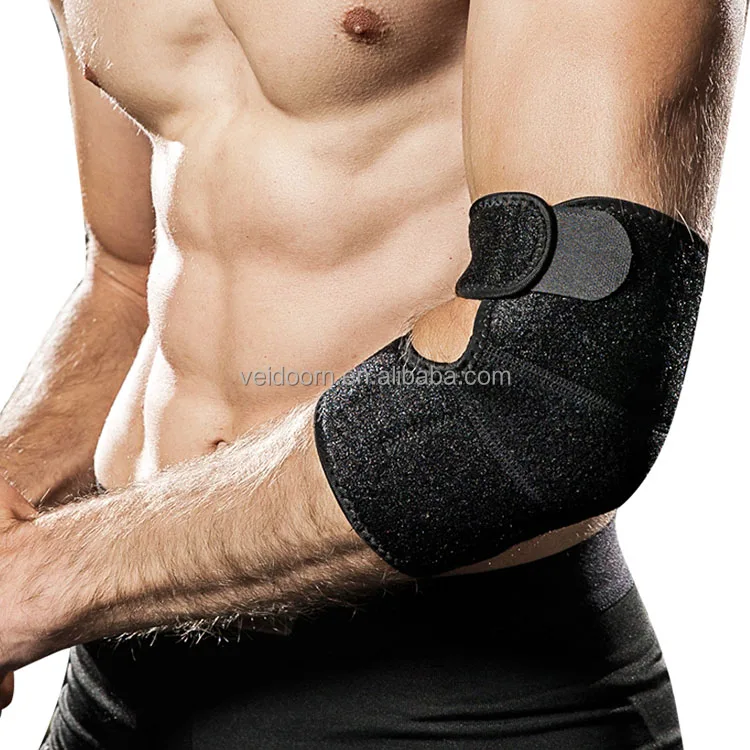 

Good Quality Sports Fitness Gym Weighlifting Elbow Protector Brace Pad Elbow Support, Black