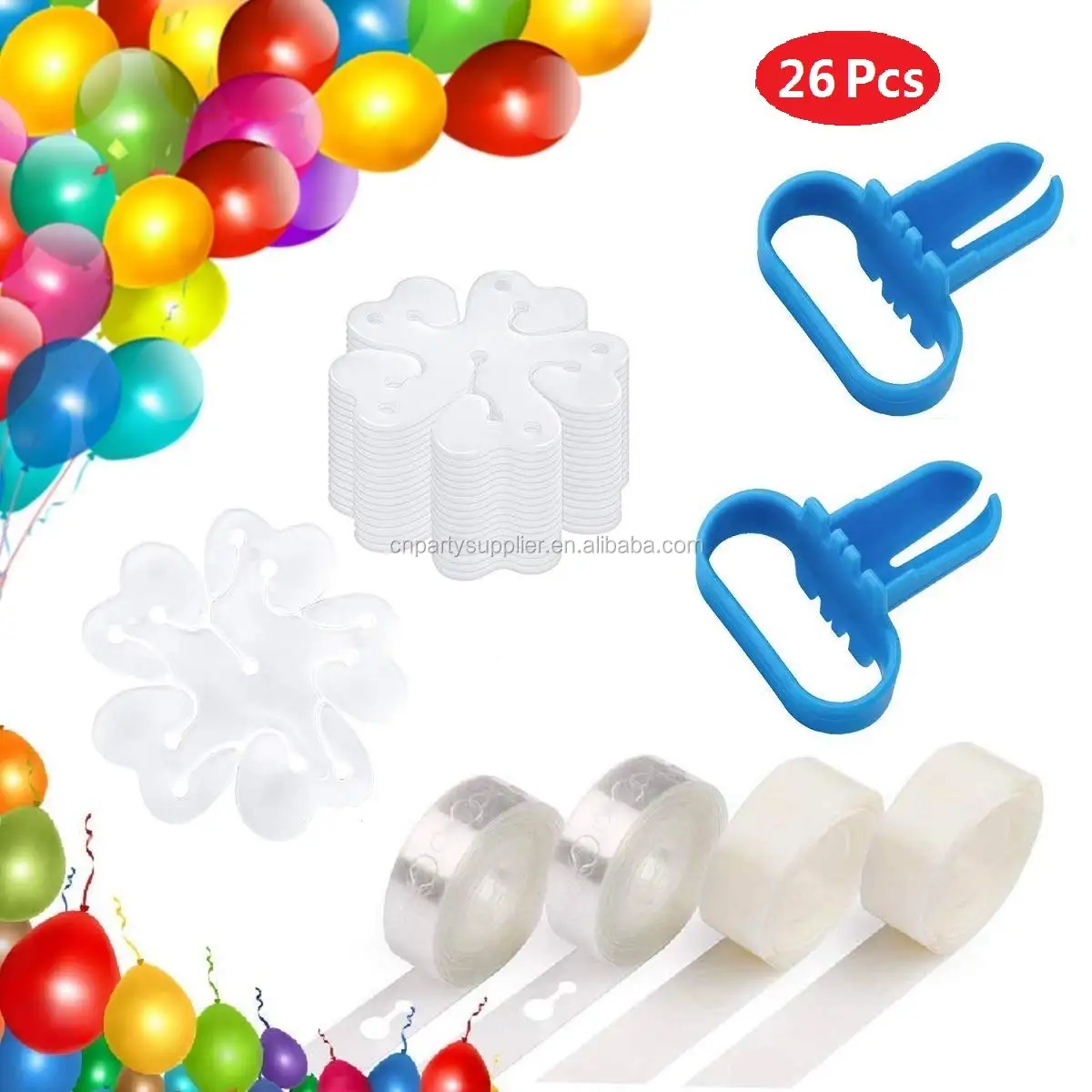 Aijoso Balloon Arch Kit 200 Dot Glue 20 Flower Clip for Birthday Wedding Party Decorations Party Supplies Balloon Garland Strip Kit with 32Ft Balloon Arch Strip 3 Pcs Tying Tool