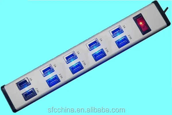 5V 2.4A and 1A USB 10-PORTS CHARGING STATION FOR iPad mobile MP3