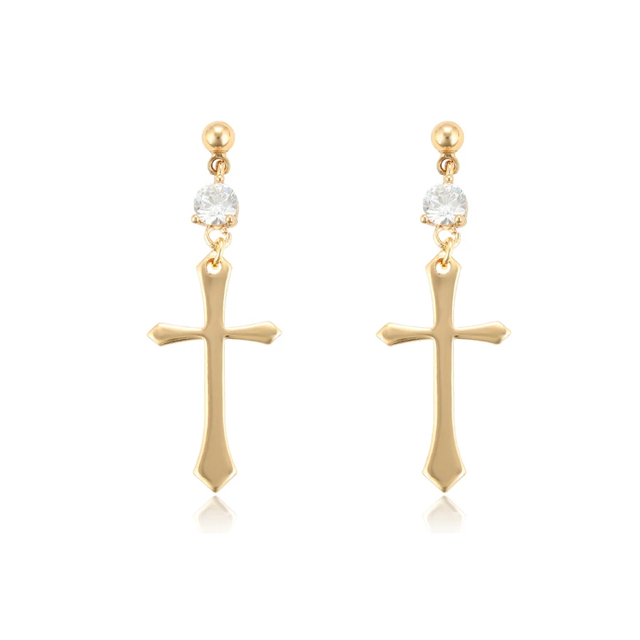 

96936 xuping 18K gold color hoop wholesale cross women earrings