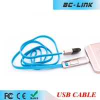 Colorful flat 2 in 1 mobilephone usb data charging cable for android and iPhone 5/5s/6s/6p