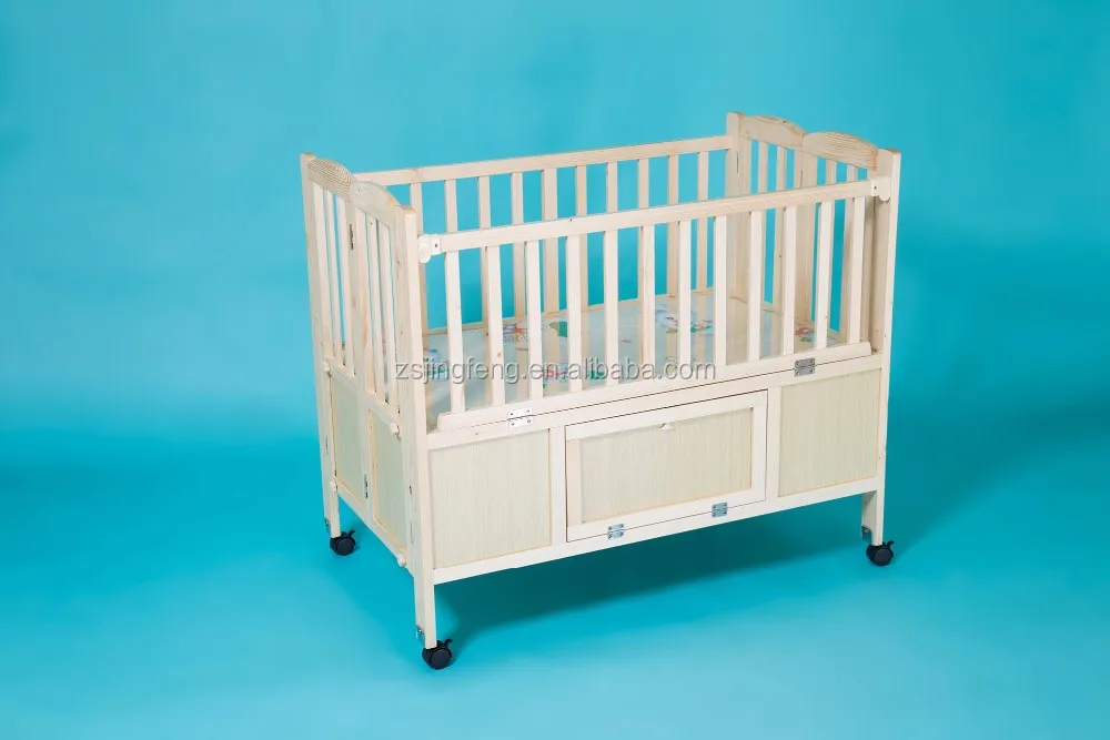 Baby Wooden Cot Factory Price New Design Nature Wooden Foldable Baby