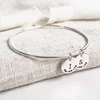 Metal stamped name Engraved silver bangle Personalised thin sterling silver bangles