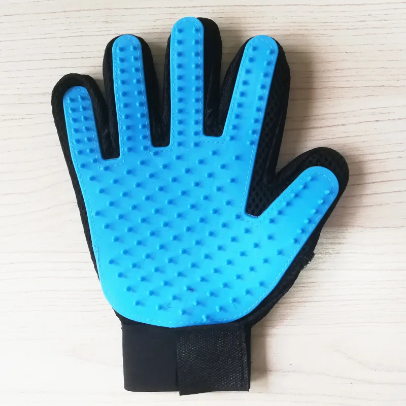 

Efficient Pet Hair Remover Mitt Glove Brush Pet Groomer Glove, Blue black/custom