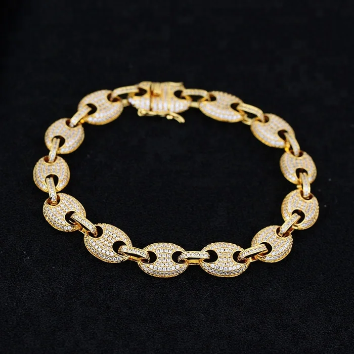 Diamond Dubai Gold Men Jewelry 18k Mariner Link Bracelet,Saudi Arabia