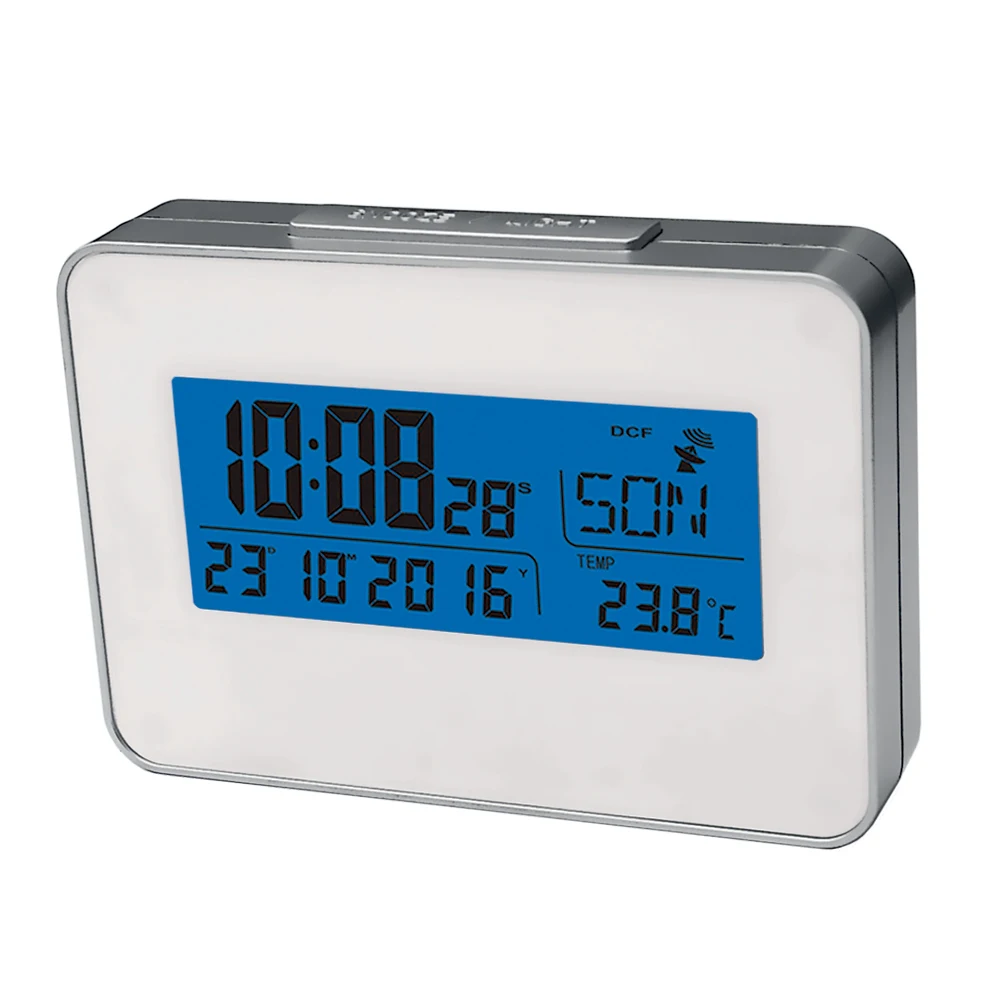 

Radio Controlled Clock with indoor digital Temperature Humidity Wireless Weather Station Clock, White/black