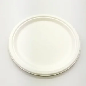 Image of 10 inch Compostable Sturdy Round Disposable Plates Made of Natural Sugarcane Bagasse