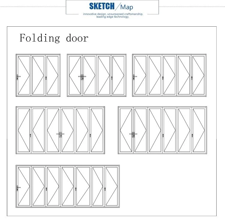Custom Aluminum Window Doors Design Bi Fold Accordion Door Frameless Glass Folding Door System For Kitchen