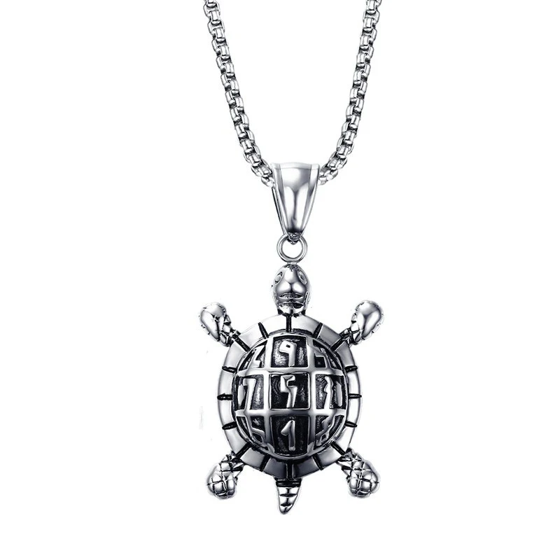 Titanium steel mens jewelry turtle pendant necklace