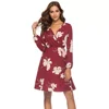 Cross-border new European and American ladies dresses Spring explosions character v-neck long-sleeved printed chiffon dress