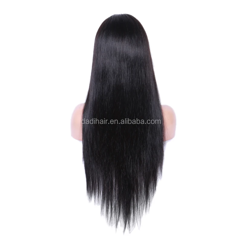 

wholesale Swiss lace medium size 150% density straight full lace brazilian human hair wig with baby hair