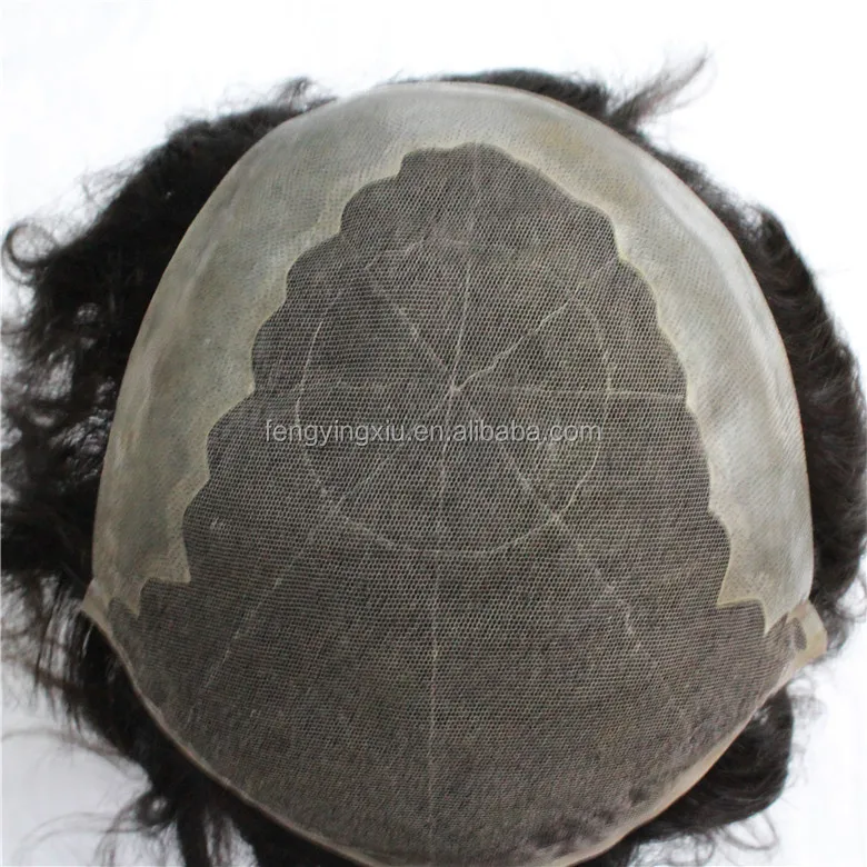 

Human hair wig 20*25cm base size swiss lace base and NPU in back indian hair toupee for black men