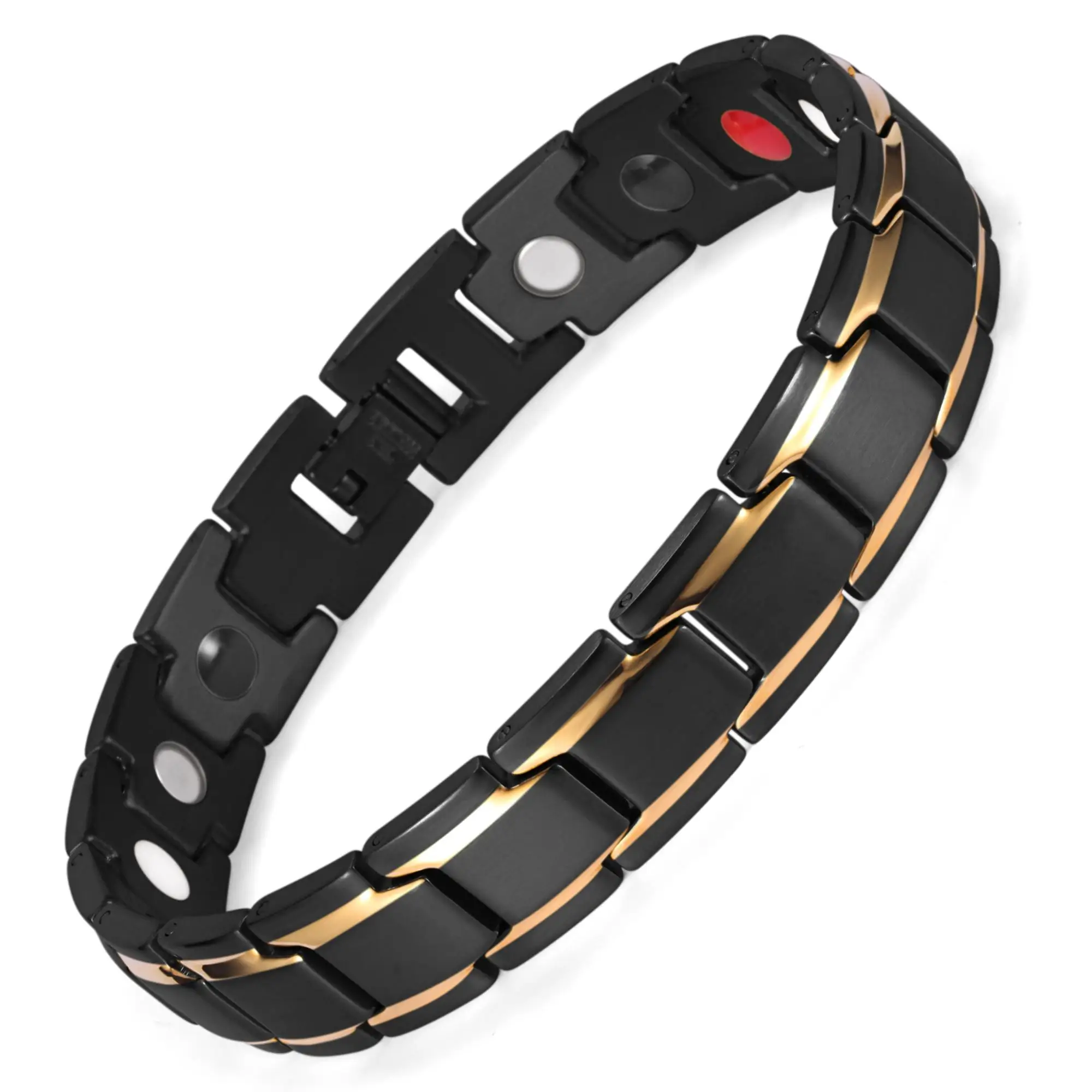

Blood pressure controlgermanium titanium sports bio energy healing magnetic therapybracelet for men, Silver and gold;two tone