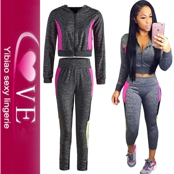 Fittness Grey Hooded Wholesale Women Jogging Suits - Buy Jogging Suits ...