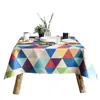 Hot sale colourful triangle printing heavy duty polycotton table cloth