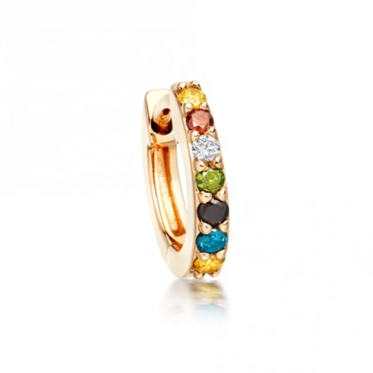 

gold plated cz coloured 925 jewellery hoop earrings