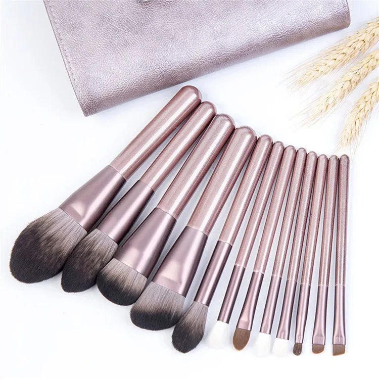 

Private Label Champagne Makeup Brushes Fiber 12 Makeup Brush Set synthetic hair makeup brush, Purple champagne makeup brushes