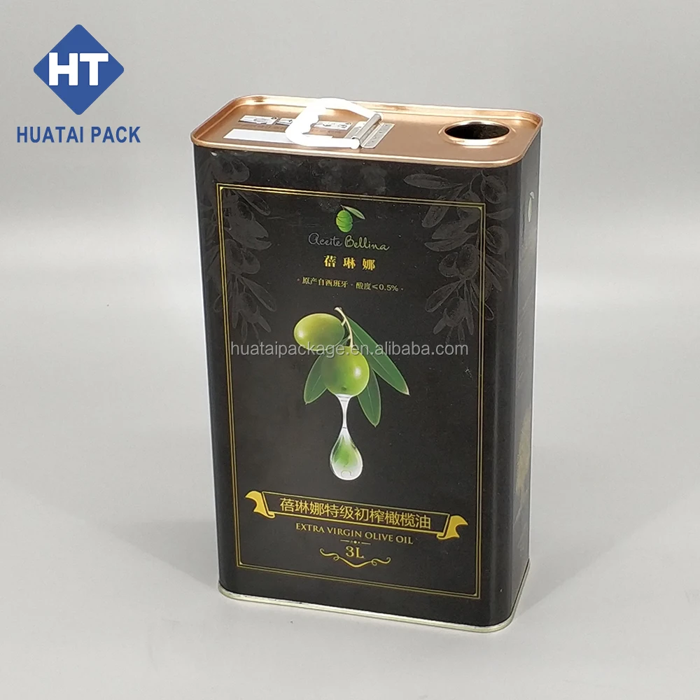 4l Food Grade Edible Olive Oil Tin Can Customize Oblong Metal Oil