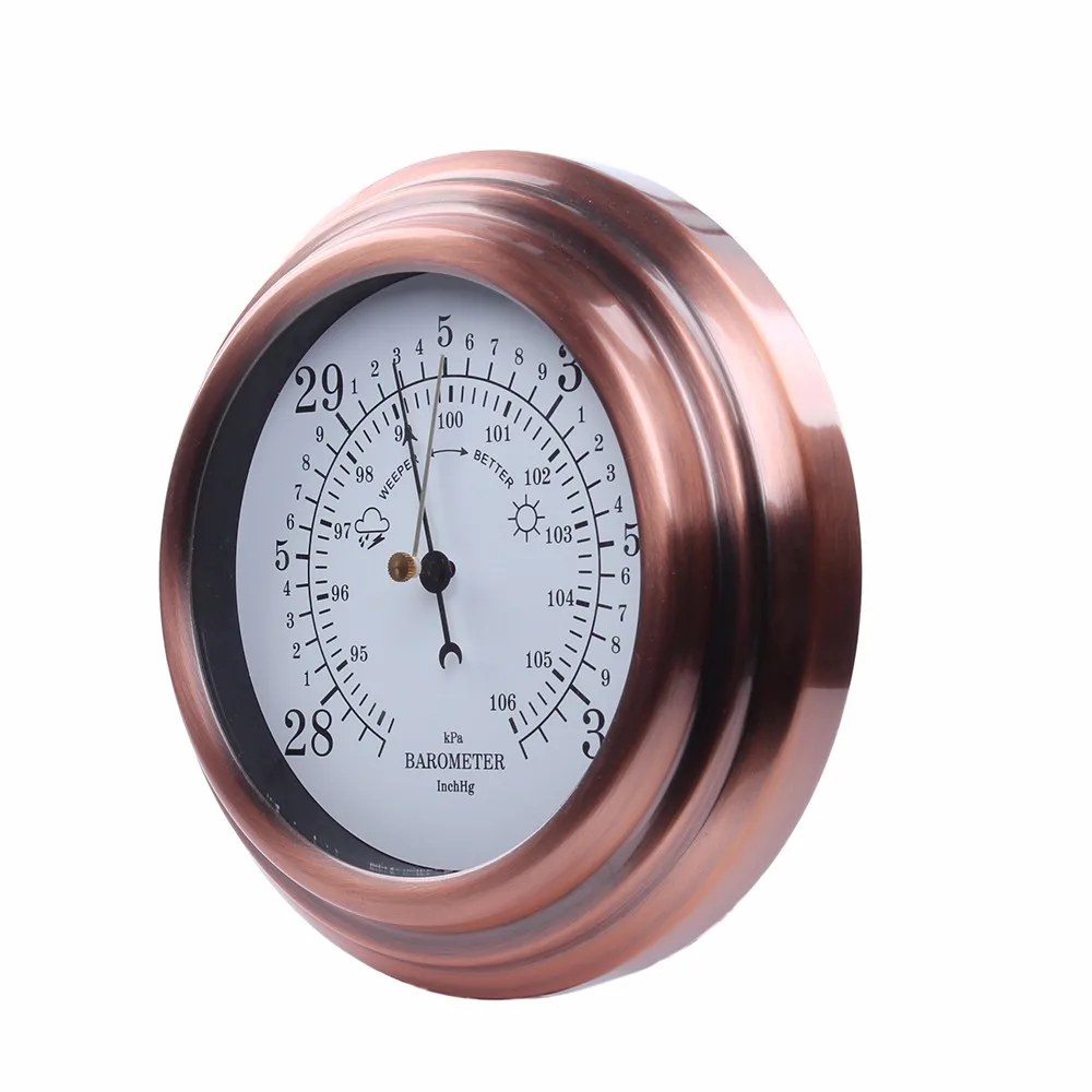 Gift 8inch Rustic Style Aneroid Mechanical Garden Barometer Thermometer