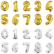 1PCS 16inch Gold Silver Number Foil Balloons Kids font b Party b font Decoration Happy Birthday